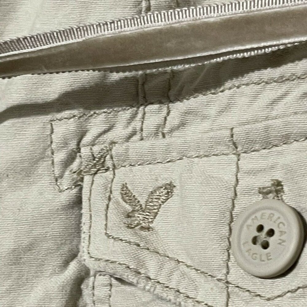 American Eagle Outfitters Womens Sz L Khaki Military-Style Button-Up Jacket Belt - Picture 3 of 11